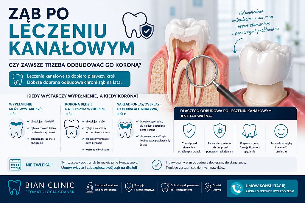 Ząb po leczeniu kanałowym. Czy zawsze trzeba odbudować go koroną